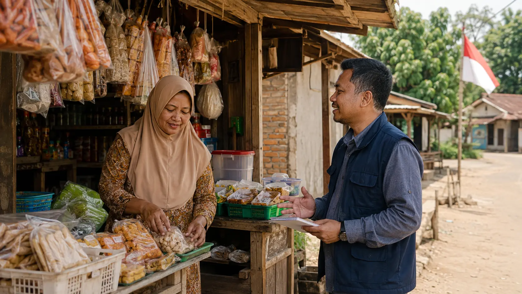 Visual contoh pendampingan usaha mikro di warung warga Indonesia